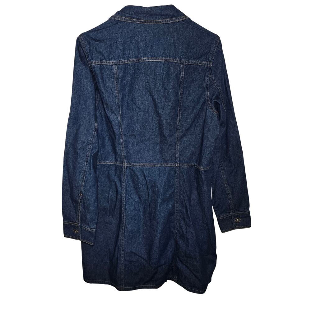 FRYE Denim Shirt Dress Women L Navy Western Core Long Sleeve Collar Button Front - Picture 4 of 7